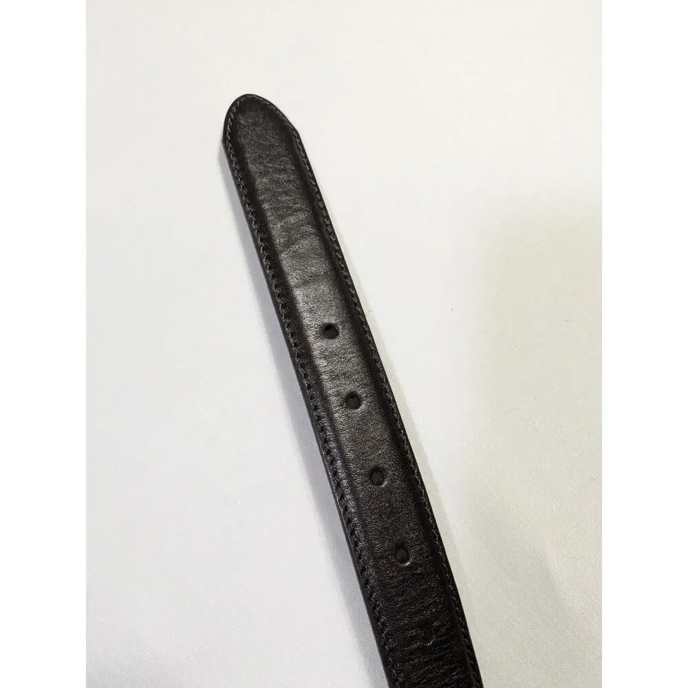 ll bean belt 44 71341 Dark Brown Made In Usa Full Grn Leather Brass Tone Buckle
